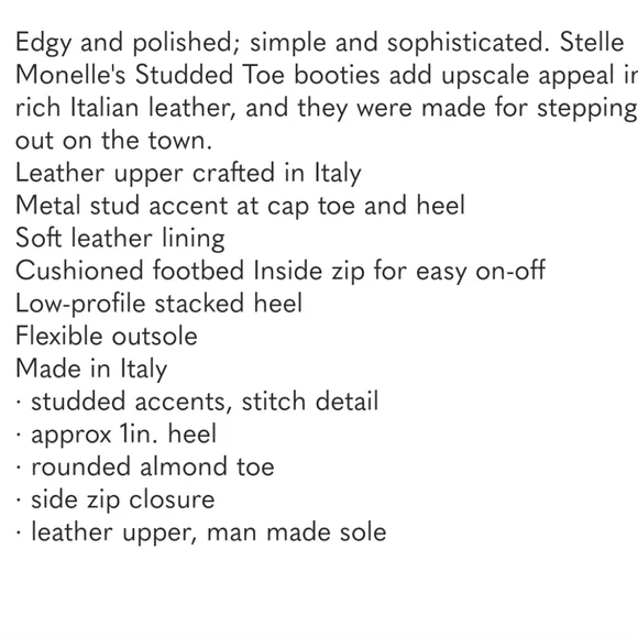 Stelle Monelle Studded Black Leather Ankle Boots Size 40 - Picture 13 of 13